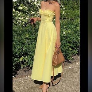 House of CB Yellow Strapless Dress